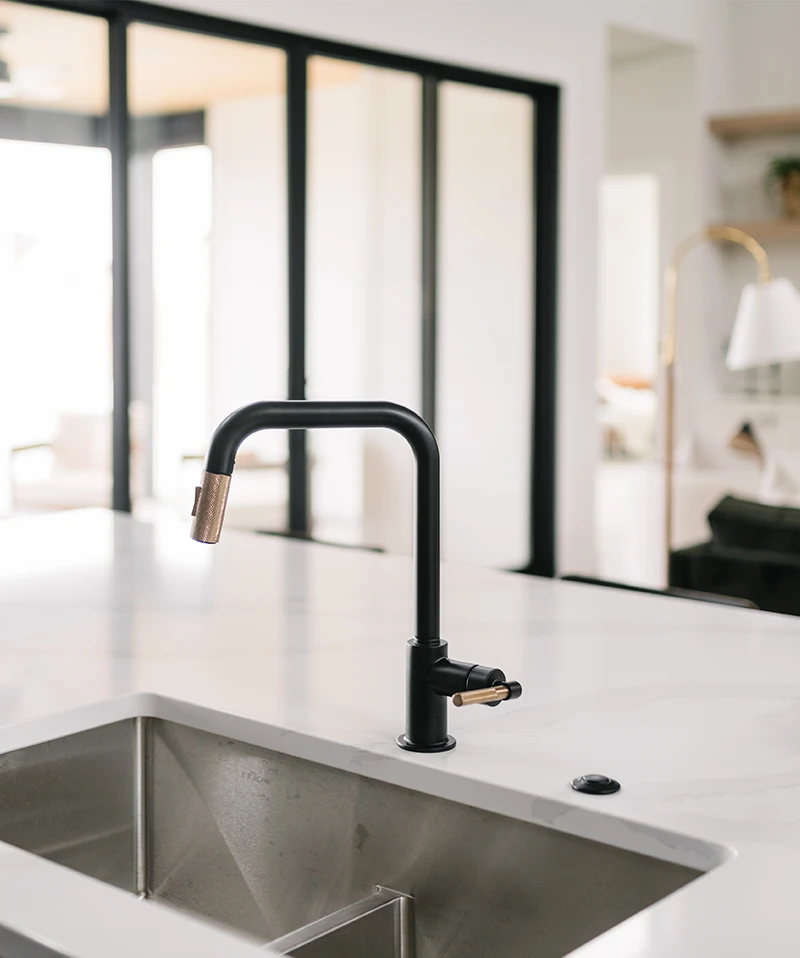 Brizo Litze kitchen faucet in matte black and square spout